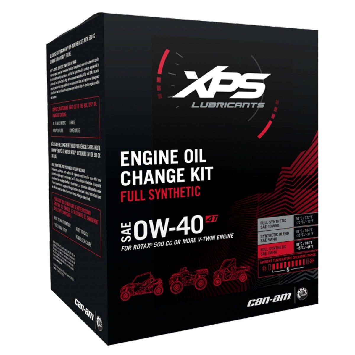 Ensemble de changement d'huile synthétique 4T 0W-40 XPS pour moteur à deux cylindres en V Rotax 500 cc et plus*