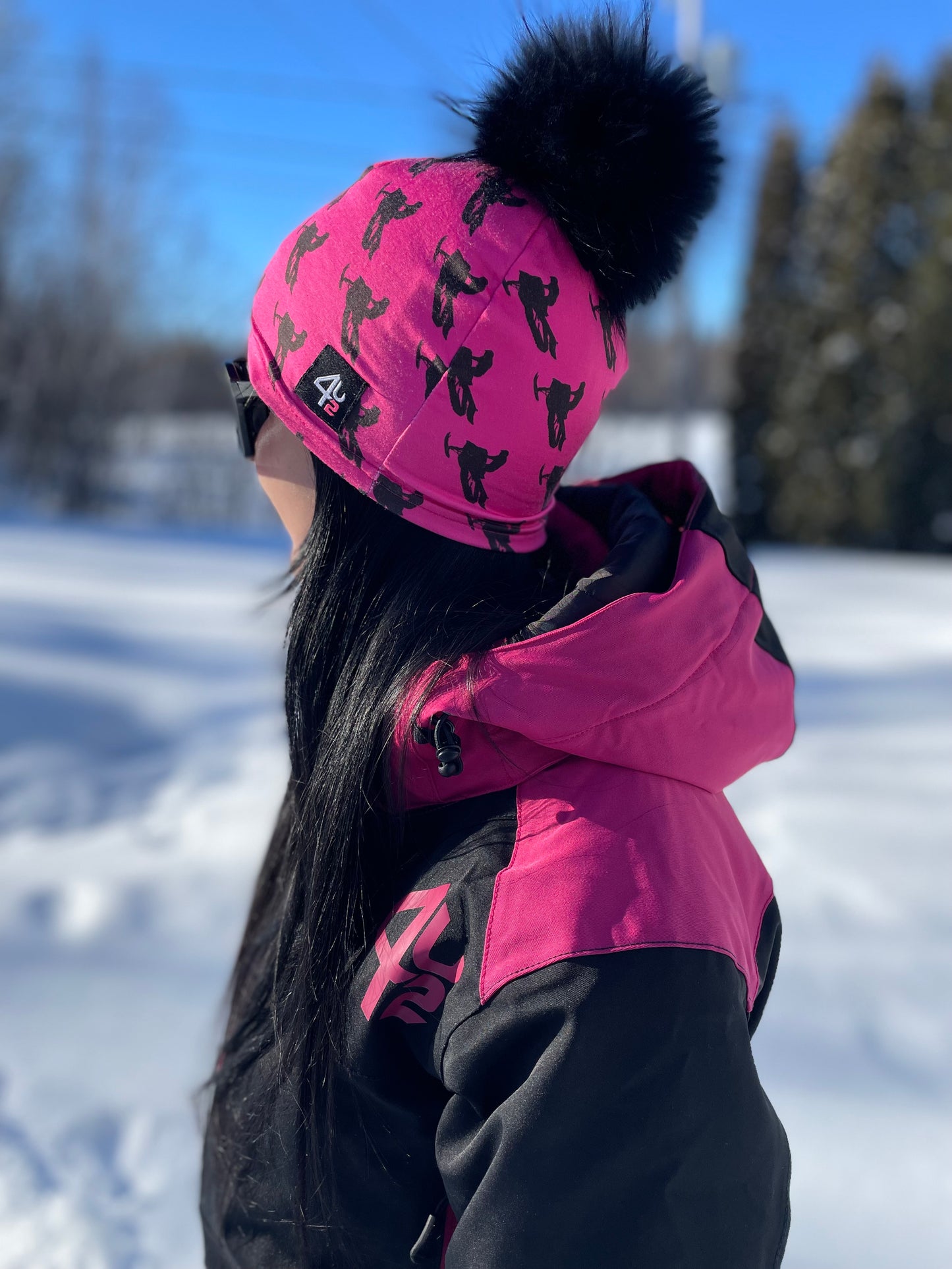 Tuque sportive rose motoneige